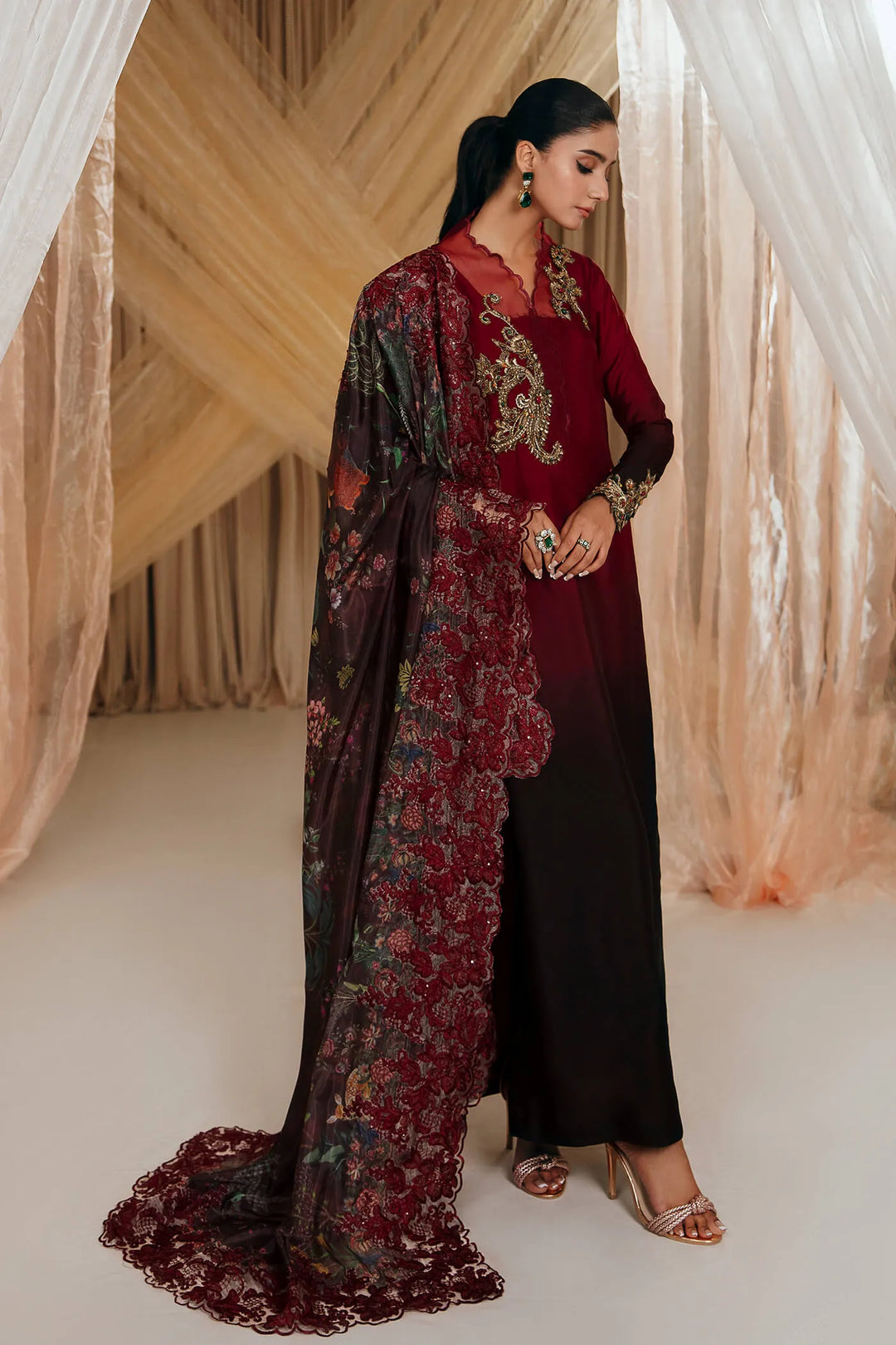 Crimson Rose – Custom Designer Dress for Elegant Evenings – Musferah Saad