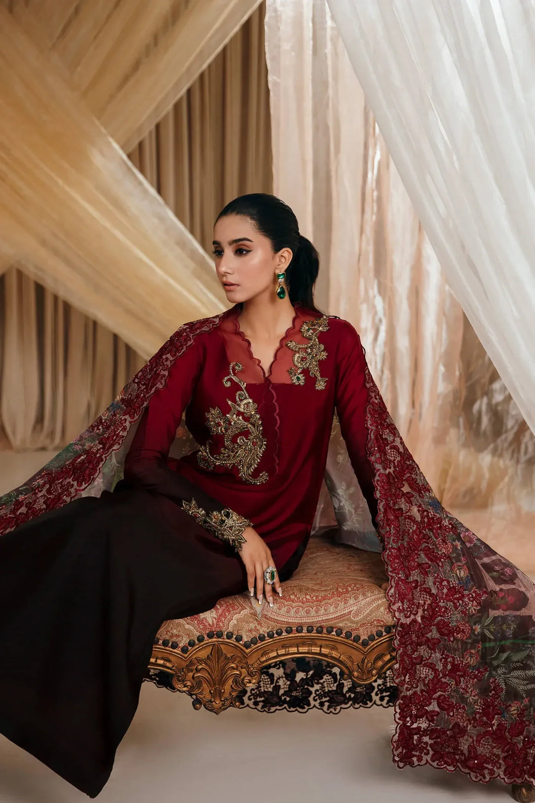 Crimson Rose – Custom Designer Dress for Elegant Evenings – Musferah Saad