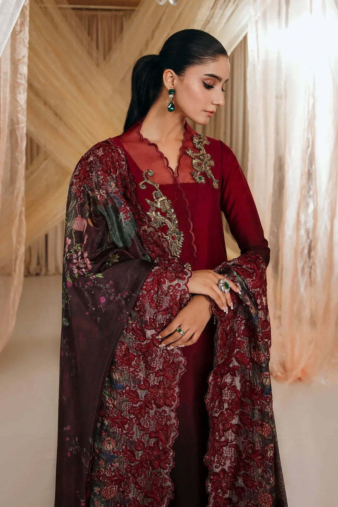 Crimson Rose – Custom Designer Dress for Elegant Evenings – Musferah Saad