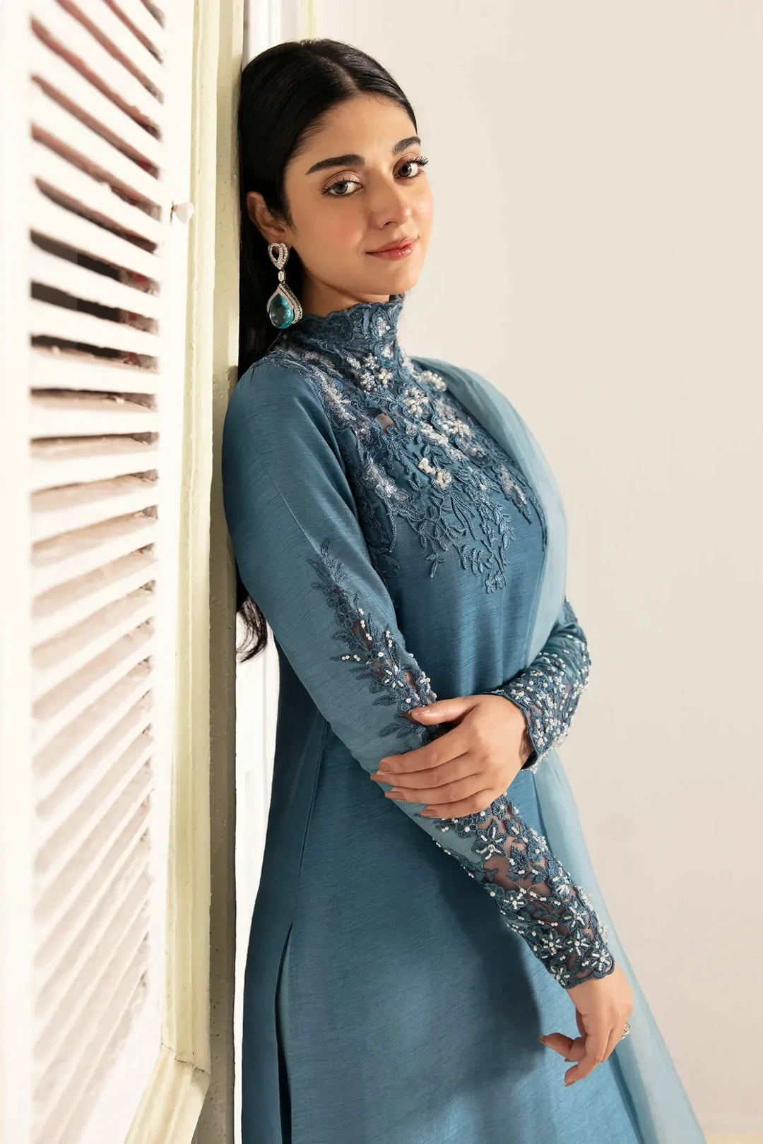Aqua Romance Customised Dress with Elegant Detailing Musferah Saad Aqua Romance Customised Dress with Elegant Detailing Musferah Saad