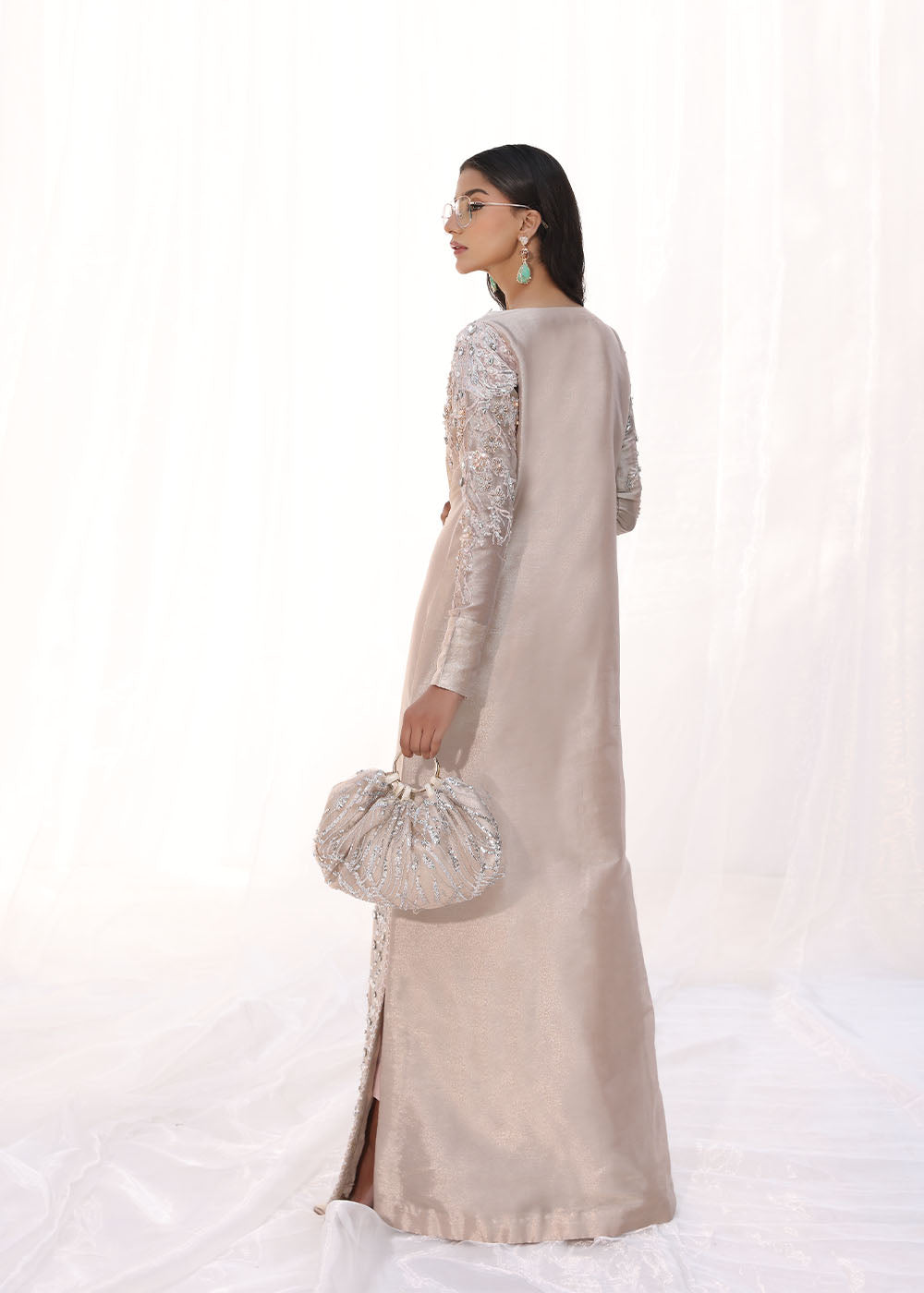 Moonlit Rose by Musferah Saad Rose Gold Kaftan Dress Moonlit Rose by Musferah Saad Rose Gold Kaftan Dress