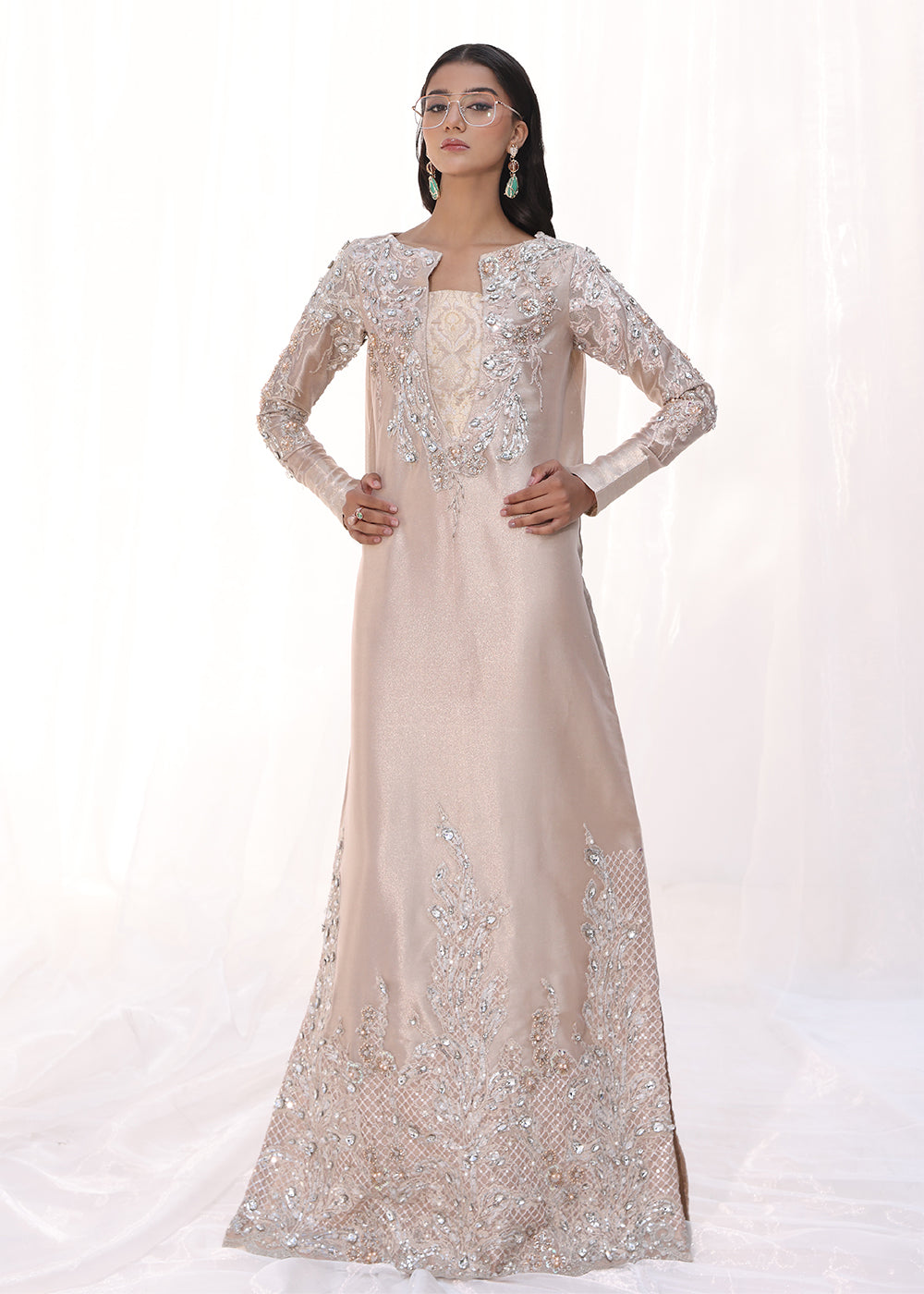 Moonlit Rose by Musferah Saad Rose Gold Kaftan Dress Moonlit Rose by Musferah Saad Rose Gold Kaftan Dress